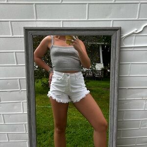 Basic white denim shorts